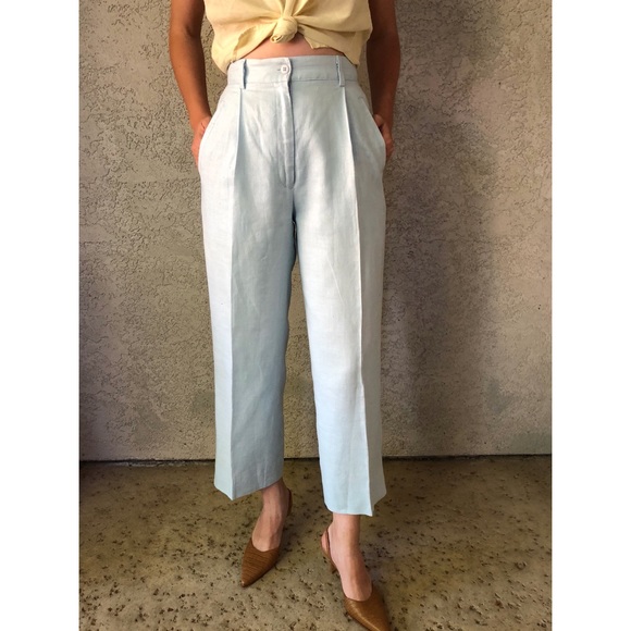 high waisted linen trousers